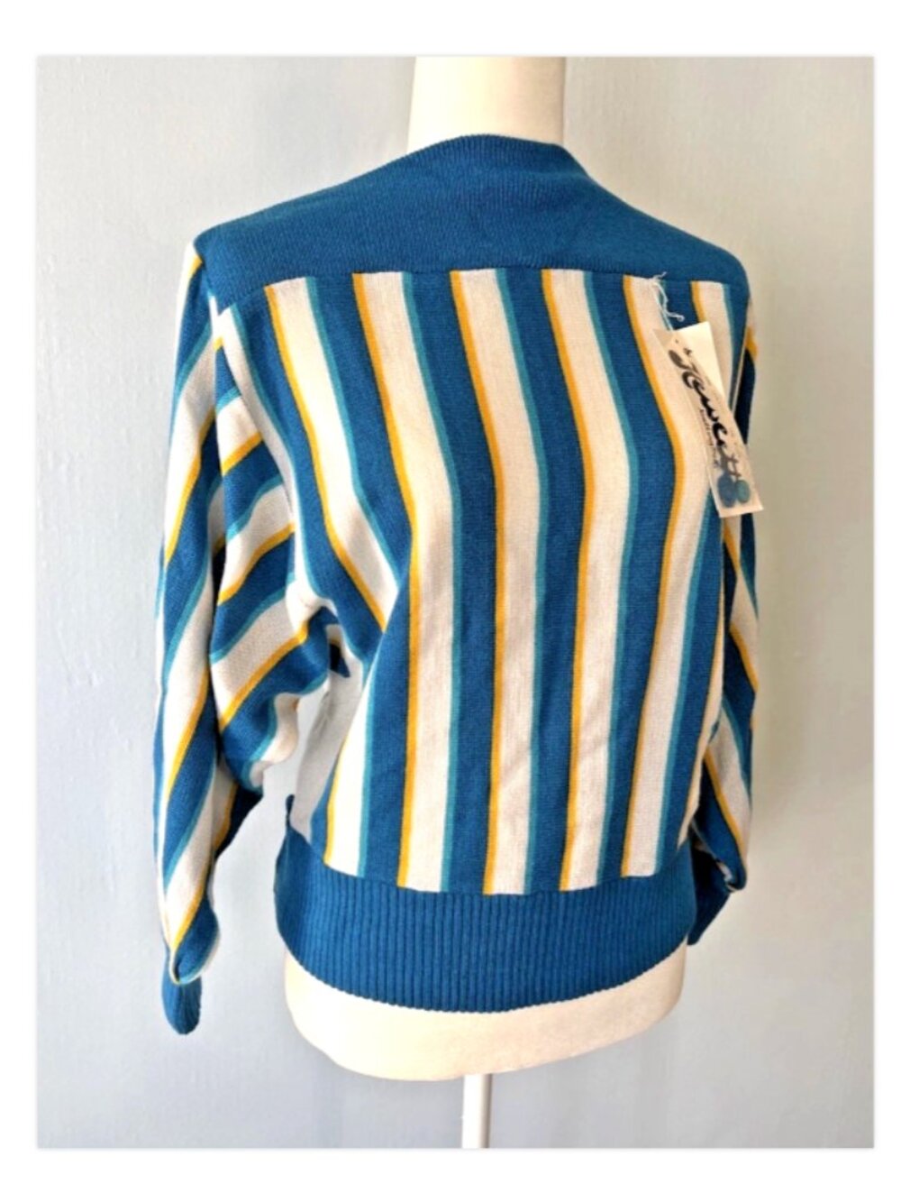 Vintage 80s Hewlett Knitting Mills Wool Blend Womens M Sweater Blue Preppy